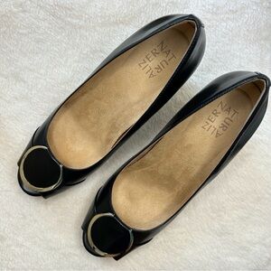 Naturalizer Black Ollie Peep Toe Wedge Heels